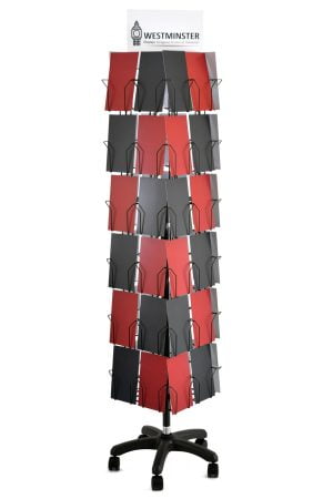 Greeting card display stand with 48 pockets, 4 sides and 5x7 pockets