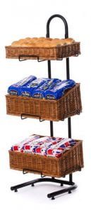 wicker basket display stand