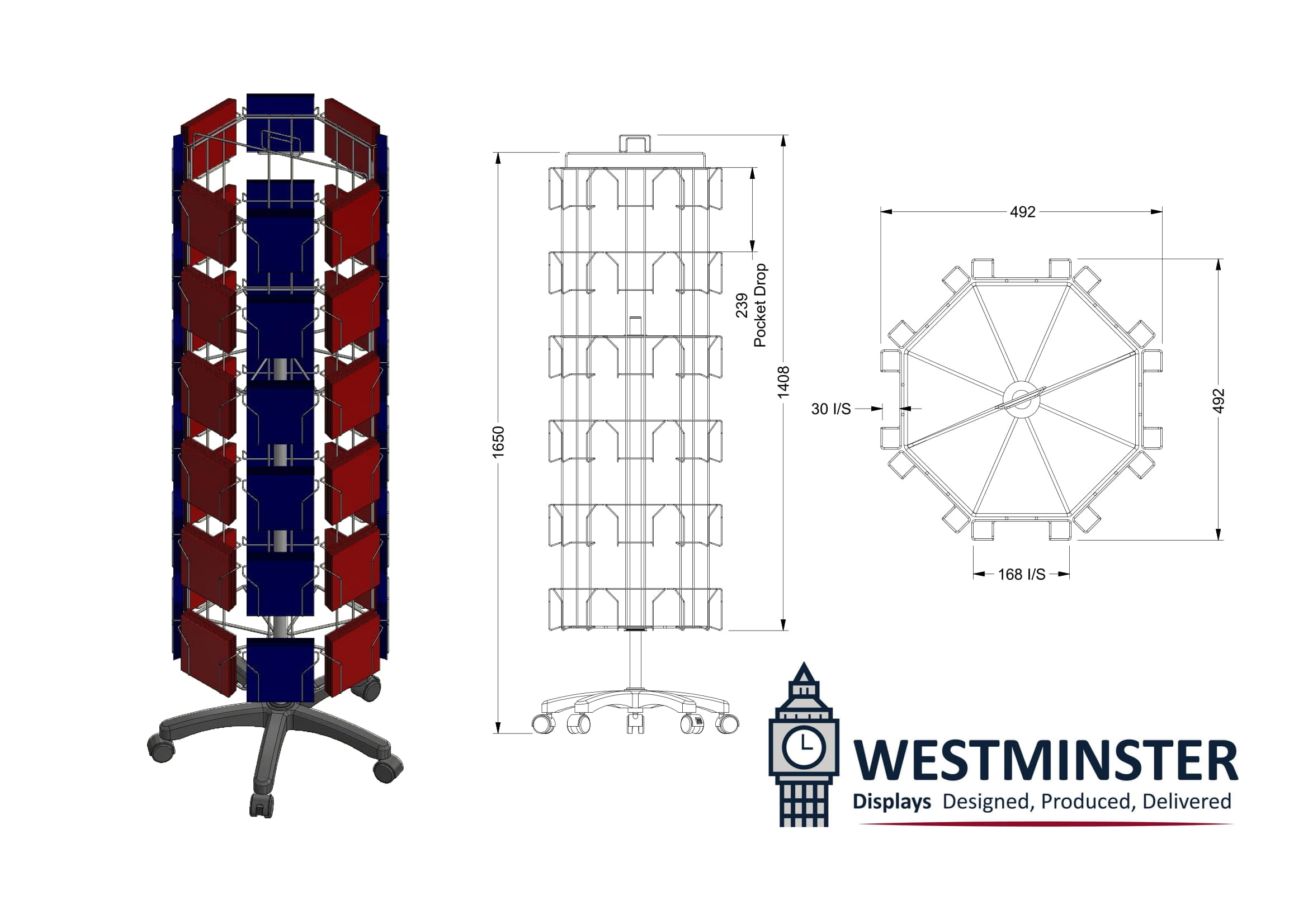 8 sided wire carousel display stand
