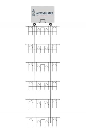 Adjustable wall mounted card display rack