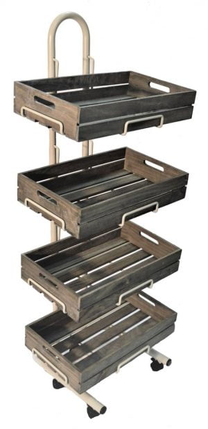 Wooden crate display stand for fruit