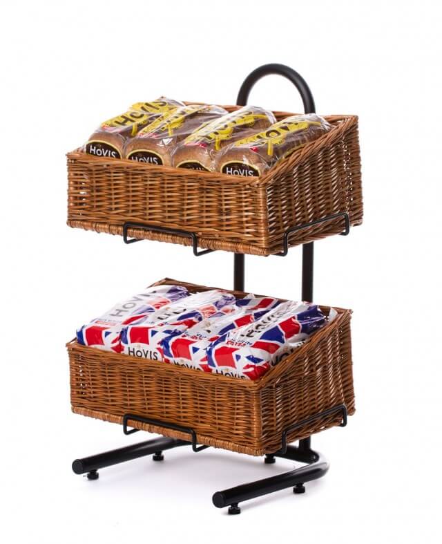 Wicker basket display rack