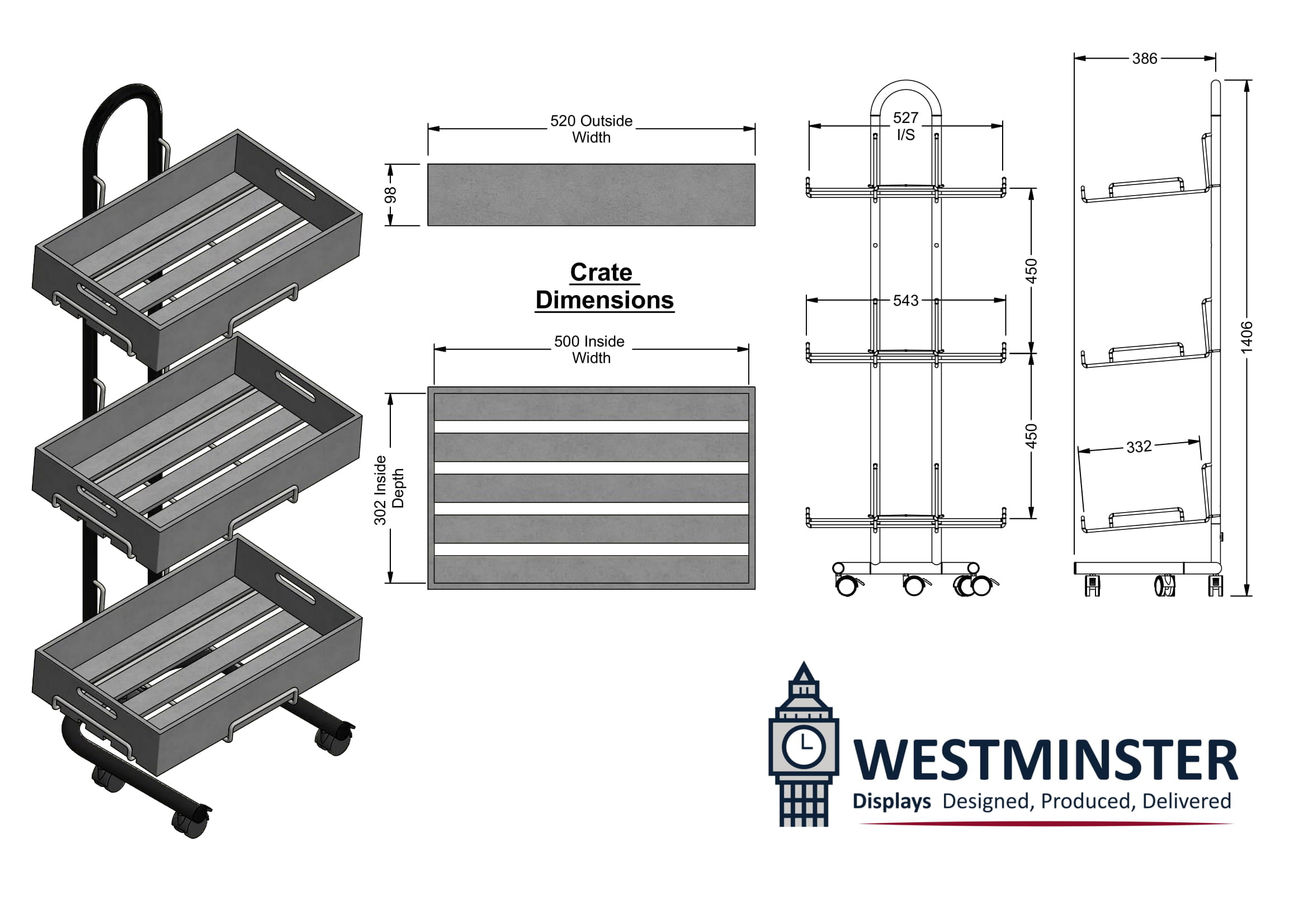 Wooden crate display stand